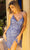 Primavera Couture 3891 - Deep V-Neck Side Slit Cocktail Dress In Blue