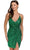 Primavera Couture 3891 - Deep V-Neck Side Slit Cocktail Dress In Green