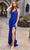 Primavera Couture 3904 - Embellished High Slit Prom Gown Special Occasion Dress 000 / Royal Blue