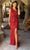 Primavera Couture 3921 - Feathered One Sleeve Evening Dress Special Occasion Dress 000 / Red