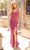 Primavera Couture 3923 - V-Neck Bejeweled Sheath Prom Dress Special Occasion Dress 000 / Fushia
