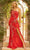 Primavera Couture 3928 - Floral Beaded Asymmetric Prom Gown Special Occasion Dress 000 / Red