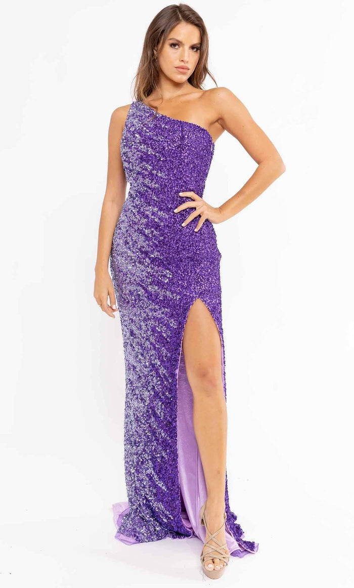 Primavera Couture 3944 - Ombre Sequin Sheath Prom Gown Special Occasion Dress 000 / Lavender