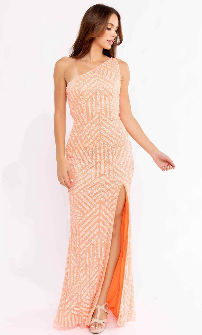 Primavera Couture 3951 - Sequined Cutout Back Prom Gown Special Occasion Dress 000 / Coral
