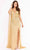 Primavera Couture 3971 - Sequined Prom Gown with Cape Special Occasion Dress 000 / Gold