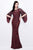 Primavera Couture - 9713 Sequined Flare Sleeve Illusion Sheath Gown Mother of the Bride Dresses 0 / Burgundy