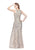 Primavera Couture Beaded Geo Patterned Sleeveless Sheath Gown 1271 - 1 Pc. Champagne in size 4 Available CCSALE