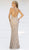 Primavera Couture - Beaded Ornate Plunging V Neck Evening Gown 3214 - 1 pc Blush Silver in Size 2 Available CCSALE