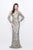 Primavera Couture - Long Sleeve Luxurious Floral Sequined Long Sheath Gown  1401 Mother of the Bride Dresses 0 / Nude