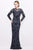 Primavera Couture - Long Sleeve Luxurious Floral Sequined Long Sheath Gown  1401 Mother of the Bride Dresses 00 / Gunmetal Midnight