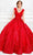 Princesa by Ariana Vara PR11930 - Cap Sleeve Floral Ballgown Ball Gowns 00 / Red