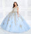 Princesa by Ariana Vara - PR22025 Short Sleeve Ball Gown Quinceanera Dresses 00 / Light Blue/Gold