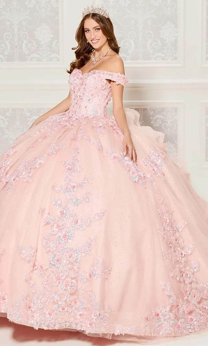 Princesa by Ariana Vara PR30116 - Floral Ruffled Back Ballgown Ball Gowns 00 / Blush