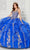 Princesa by Ariana Vara PR30117 - Off Shoulder Gilded Ballgown Quinceanera Dresses 00 / Royal/Gold