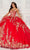 Princesa by Ariana Vara PR30119 - V-Neck Embellished Ballgown Ball Gowns 00 / Red/Gold
