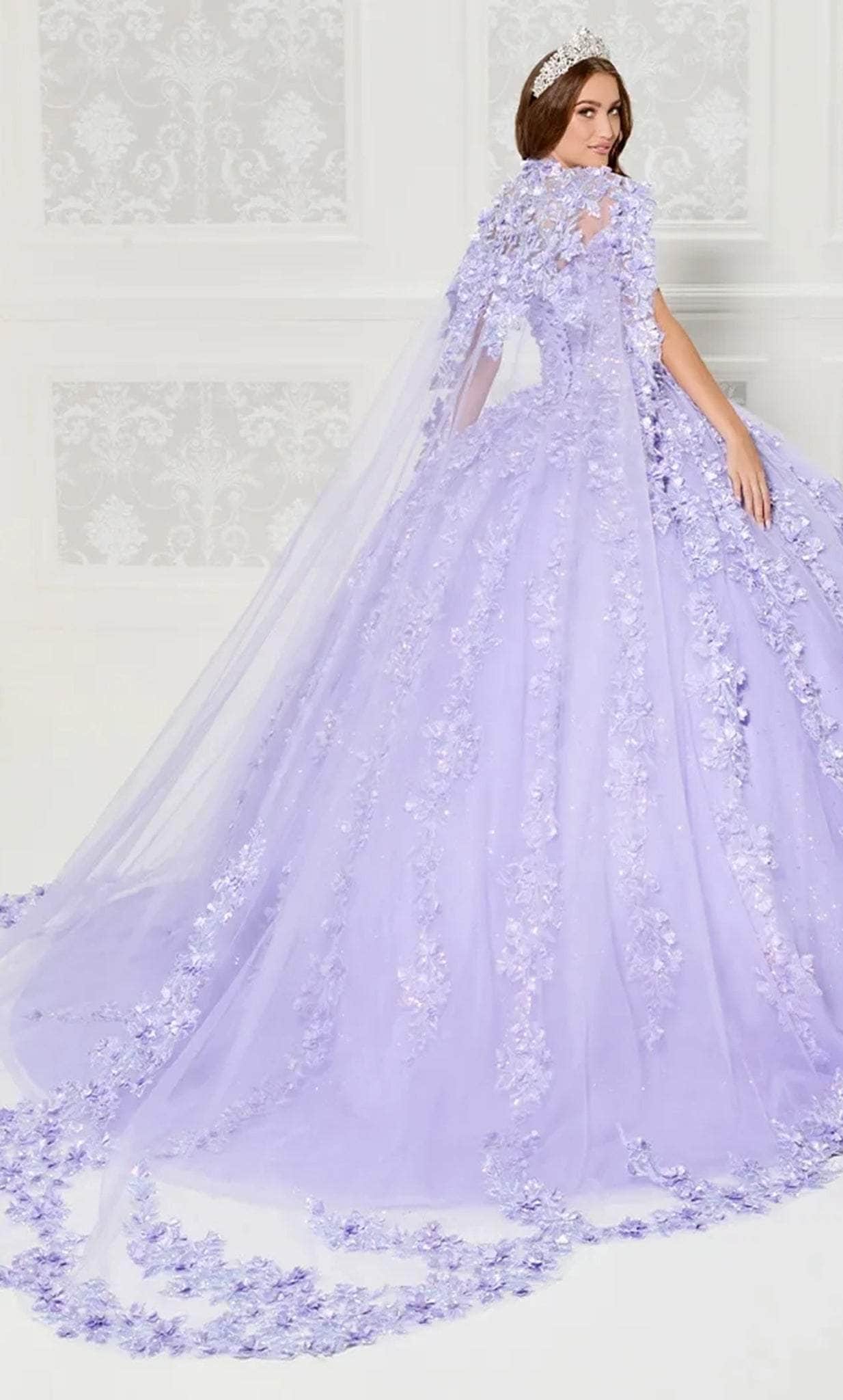 Lilac Floral Digital Print Party Gown