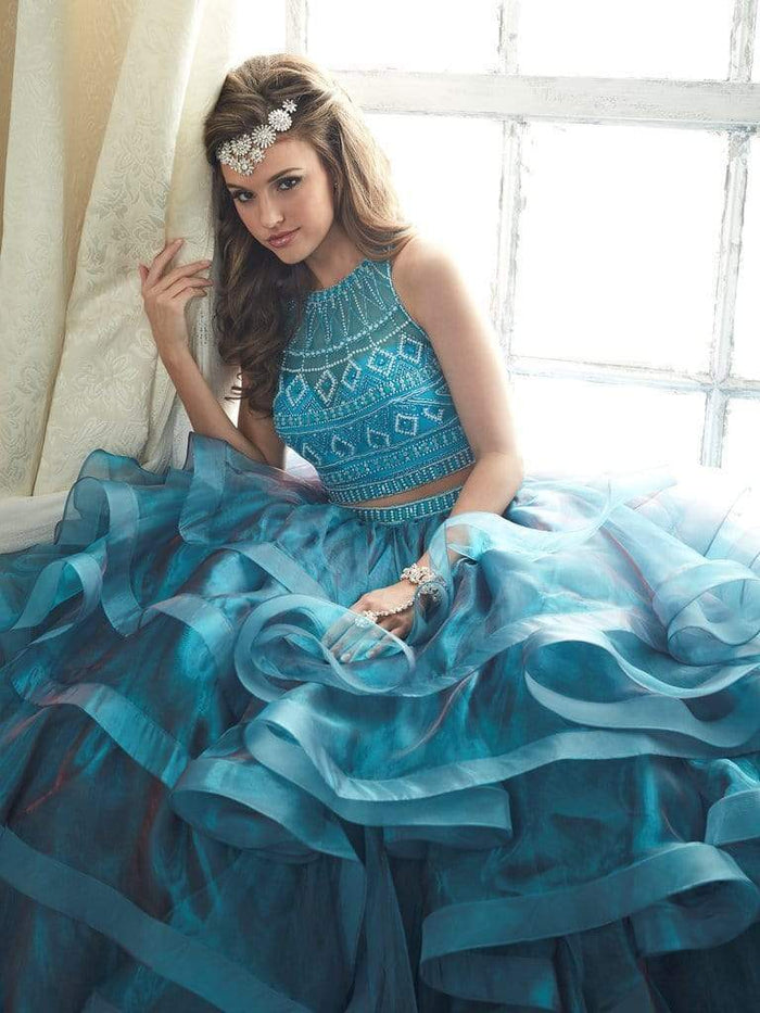 Quinceanera Collection - 26841 Three Piece Beaded Ruffled Ballgown Special Occasion Dress 0 / Teal