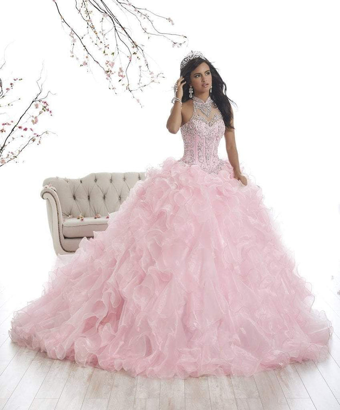 Quinceanera Collection - 26871 Embellished Sleeveless Ballgown Special Occasion Dress 0 / Pink