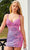 Rachel Allan 40175 - Beaded V-Neck Sheath Cocktail Dress Cocktail Dresses 00 / Lilac Pink