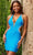 Rachel Allan 40204 - Halter V-Neck Cocktail Dress Special Occasion Dress 0 / Ocean Blue