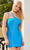 Rachel Allan 40225 - Asymmetrical Strap Detail Cocktail Dress Special Occasion Dress 0 / Ocean Blue
