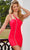 Rachel Allan 40225 - Asymmetrical Strap Detail Cocktail Dress Special Occasion Dress 0 / Watermelon