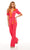 Rachel Allan - 50096 Stripe Draped Jumpsuit Evening Dresses 00 / Magenta Tangerine