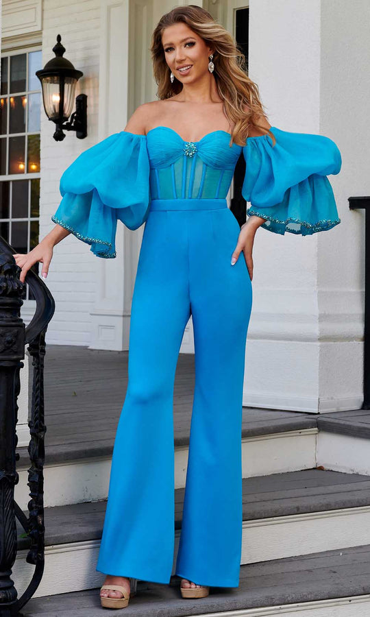Rachel Allan 50145 - Off-Shoulder Bubble Sleeve Jumpsuit