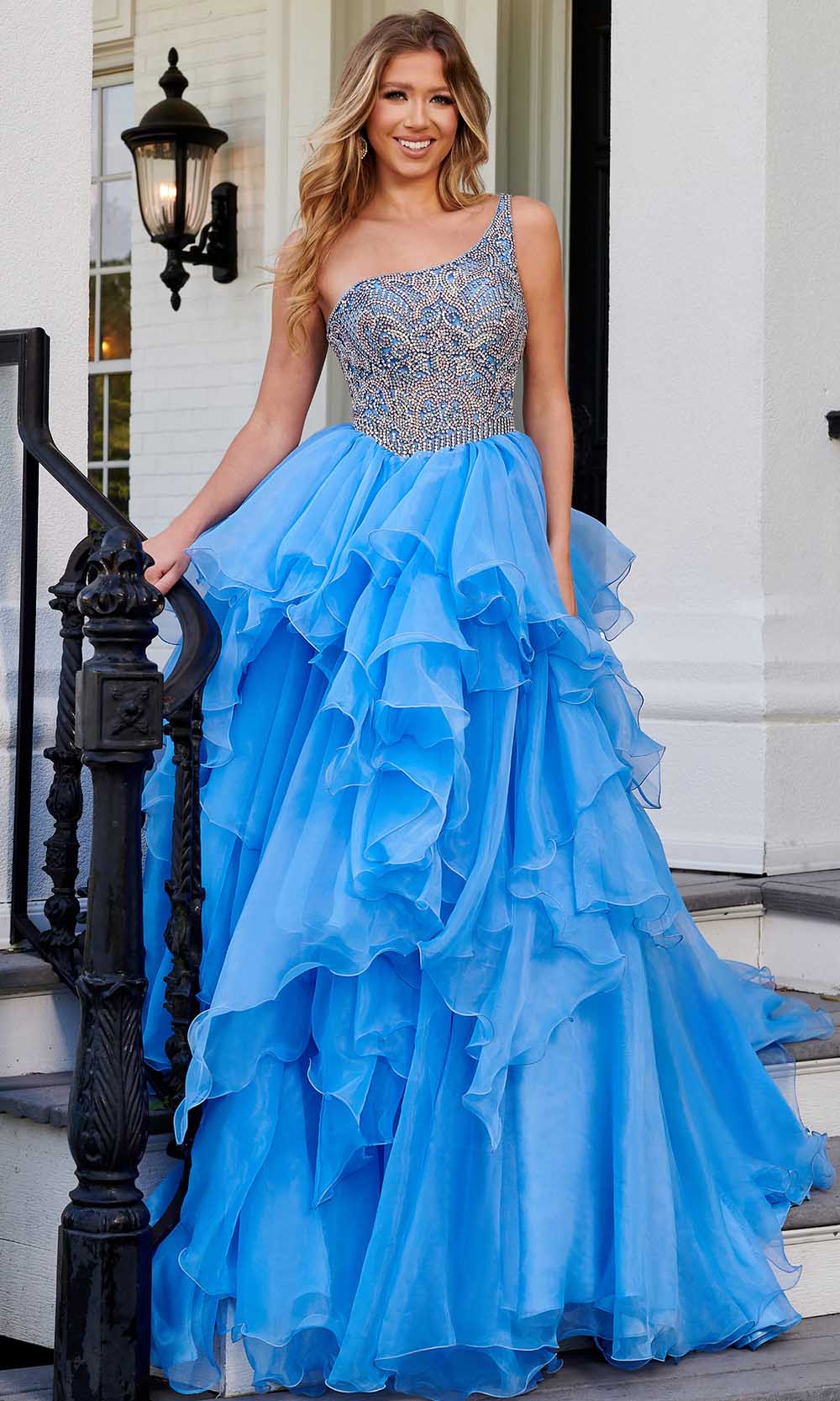 Rachel Allan 50199 - Shimmering Asymmetrical Long Gown – Couture Candy