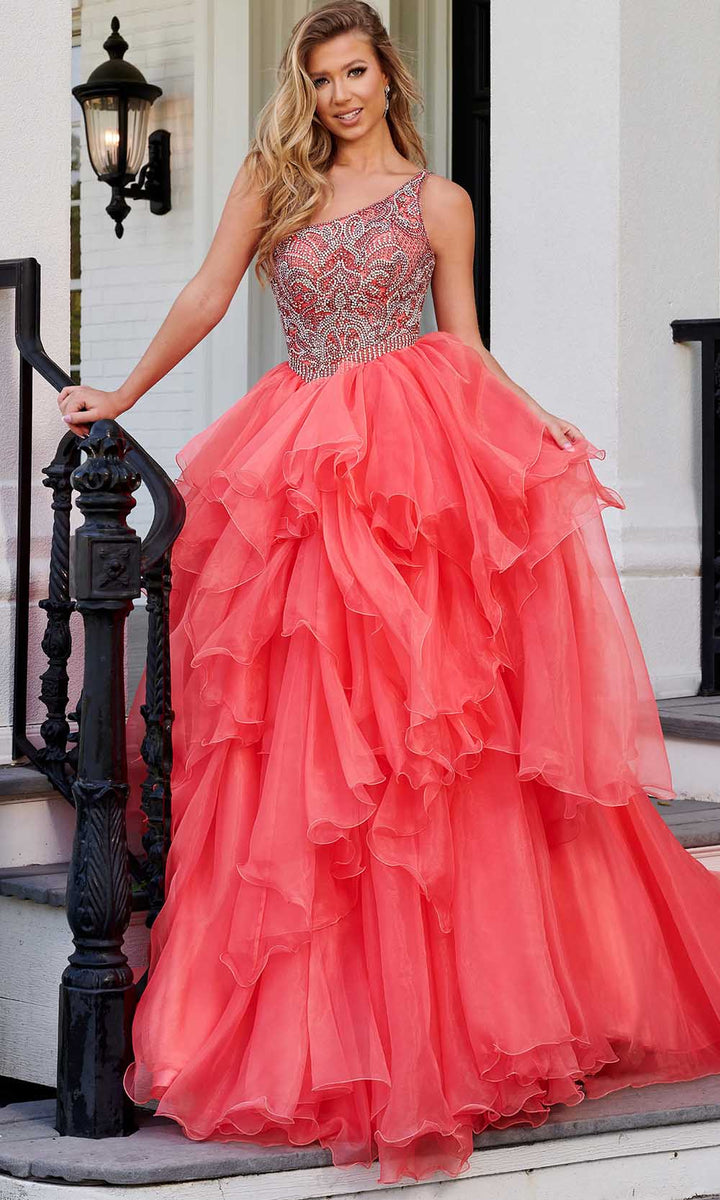 Rachel Allan 50199 - Shimmering Asymmetrical Long Gown – Couture Candy