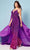 Rachel Allan 50202 - Sleeveless Sequin Jumpsuit With Cape Special Occasion Dress 00 / Purple Ombre