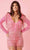 Rachel Allan 50203 - Long Sleeve Fringed Romper Special Occasion Dress 00 / Hot Pink