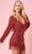 Rachel Allan 50203 - Long Sleeve Fringed Romper Special Occasion Dress 00 / Red