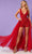 Rachel Allan 50210 - V-Neck Beaded Romper With Overskirt Special Occasion Dress 00 / Red