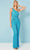Rachel Allan 50244 - Asymmetrical Neck Sequined Jumpsuit Special Occasion Dress 00 / Turquoise