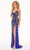 Rachel Allan - 70017 Beaded Tulle Plunging V Neck Sheath Dress Prom Dresses 10 / Royal Multi
