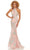 Rachel Allan - 70066 Lace Applique High Halter Trumpet Dress Prom Dresses 10 / Pink Multi