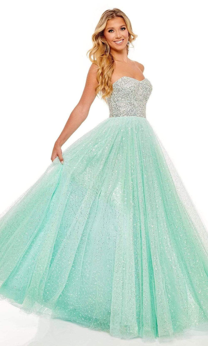 Rachel Allan - 70140 Strapless Sweetheart A-Line Gown Prom Dresses 00 / Aqua Mint