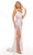 Rachel Allan - 70143 Floral Sequin High Slit Gown Prom Dresses 00 / White Multi