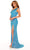 Rachel Allan - 70198 One Shoulder Fringed Gown Prom Dresses 00 / Ocean Blue