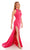 Rachel Allan - 70221 High Halter Mesh Ornate Gown Prom Dresses 00 / Fuchsia