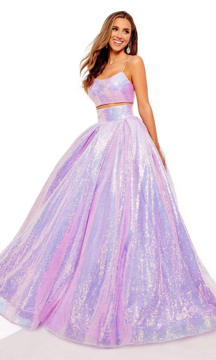 Rachel Allan - 70238 Two-Piece Sequin Ballgown Prom Dresses 00 / Lilac Iridescent