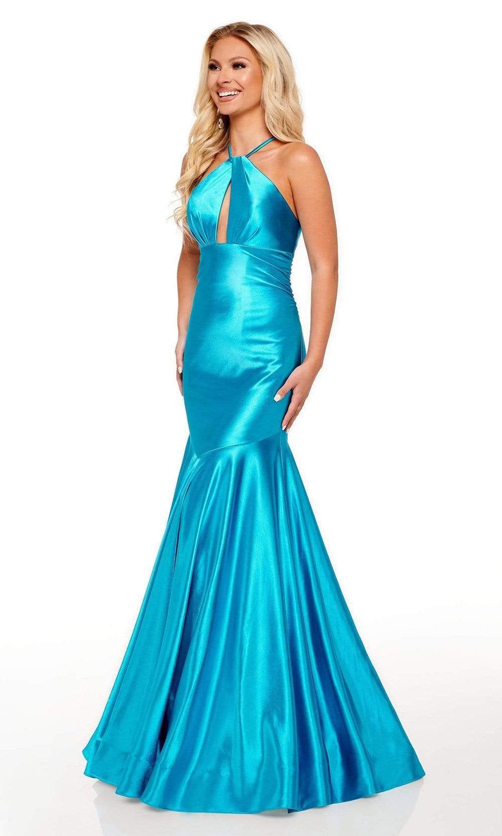 Rachel Allan - 70240 Halter Strap Cutout Mermaid Gown – Couture Candy