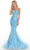 Rachel Allan 70278 - Floral Appliqued Trumpet Prom Gown Special Occasion Dress 00 / Sky Blue