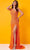 Rachel Allan 70287 - One Shoulder Beaded Prom Dress Special Occasion Dress 00 / Tangerine