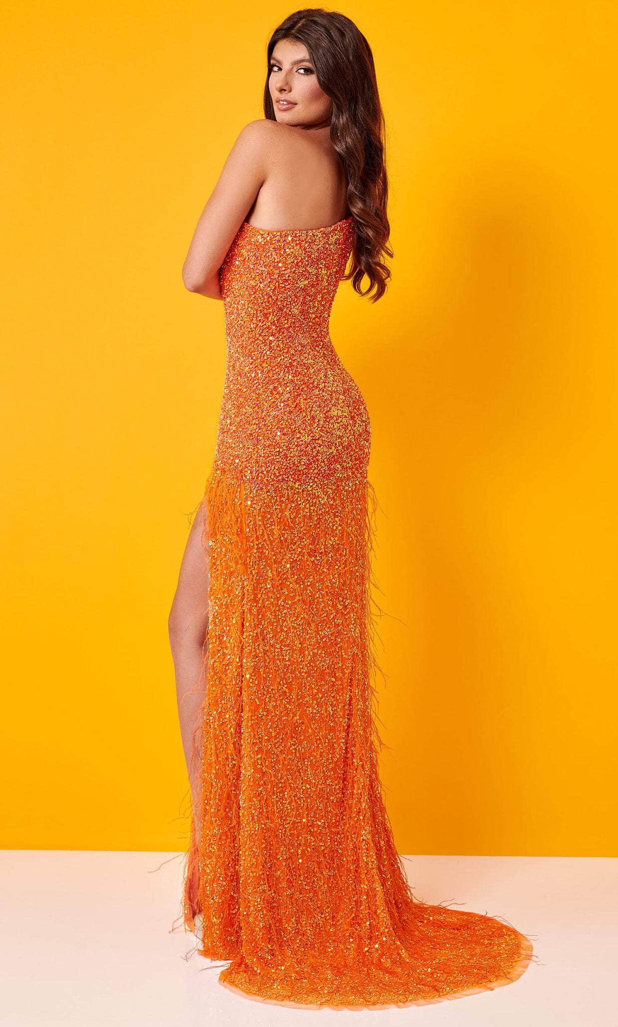 One Shoulder Beaded Prom Dress - Short Cocktail Gown With Crystal Beads, Chiffon & Satin