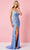 Rachel Allan 70295 - V-Neck Feather Detailed Prom Dress Special Occasion Dress 00 / Periwinkle