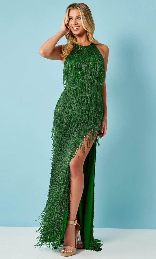 Rachel Allan 70304 - Fringed Halter Prom Dress