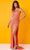 Rachel Allan 70304 - Fringed Halter Prom Dress Special Occasion Dress 00 / Tangerine