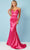 Rachel Allan 70313 - V-Neck Satin Prom Gown Special Occasion Dress 00 / Fuchsia